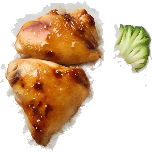 chicken breast and veggies with rice bowl with sauce emoji