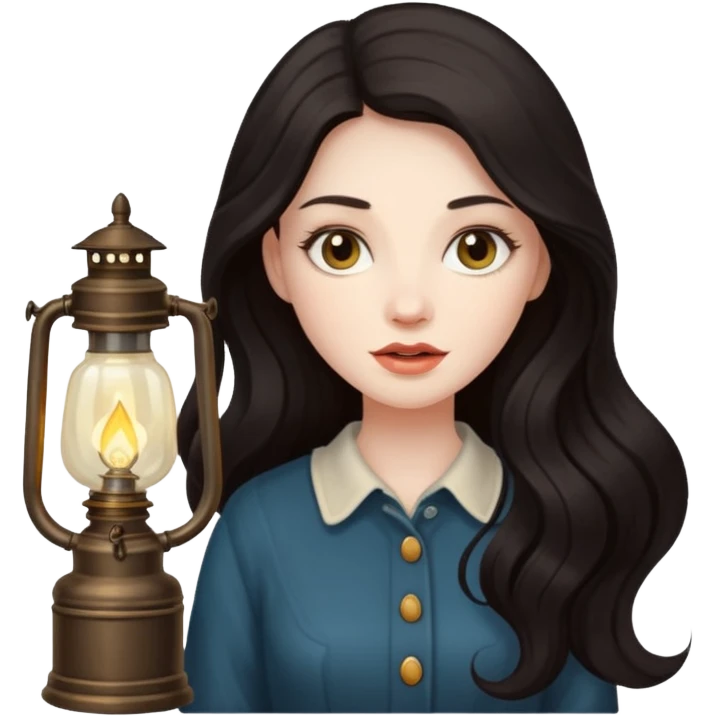 holding vintage gas lamp, female emoji