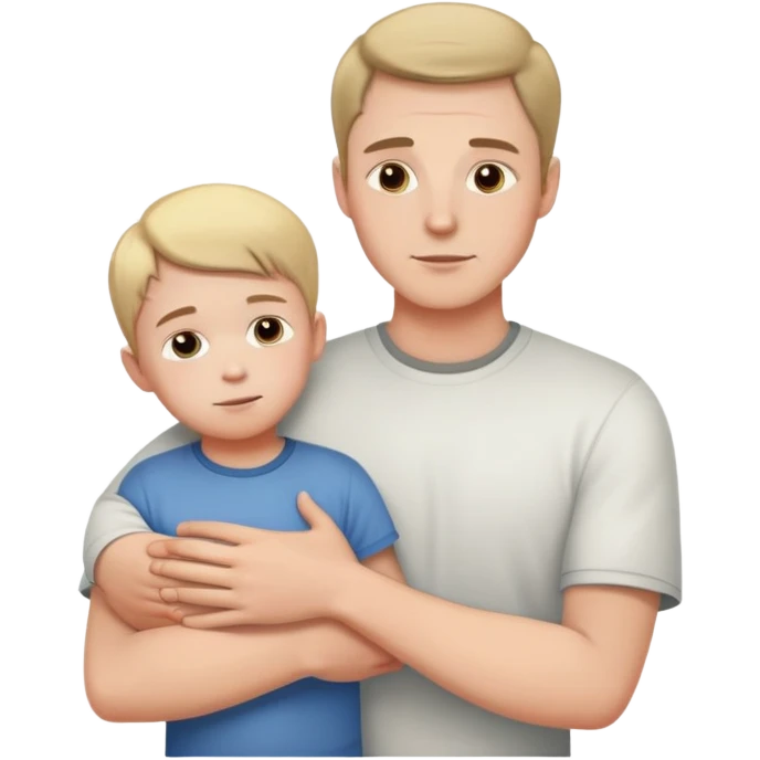 White man with a child, caring pose emoji