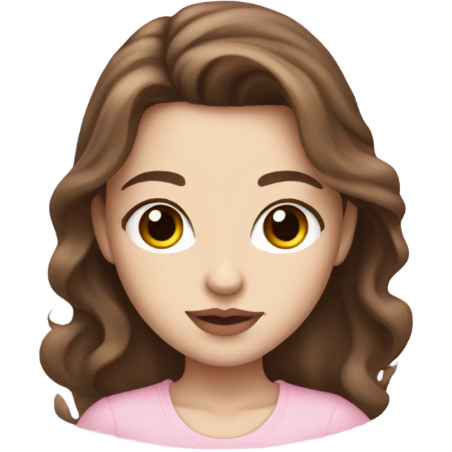 Pretty girl with brown hair, brown eyes, pale skin and pink lips  emoji
