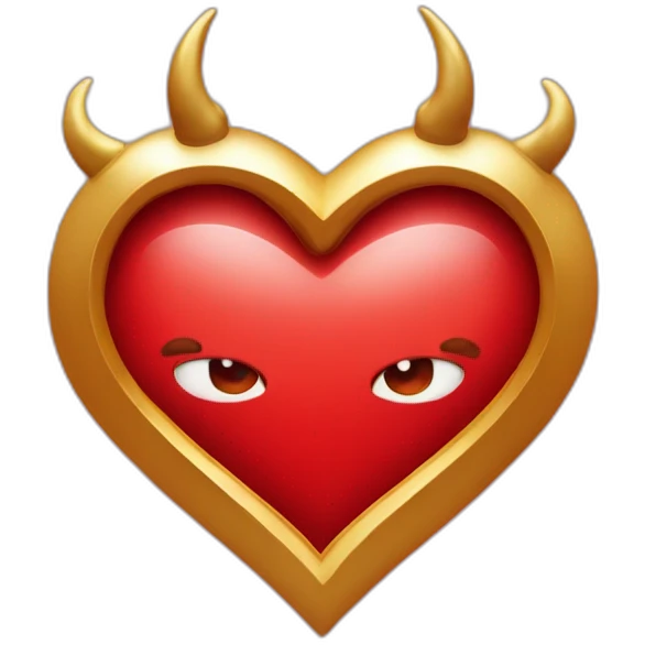 Red heart frame with gold horns emoji