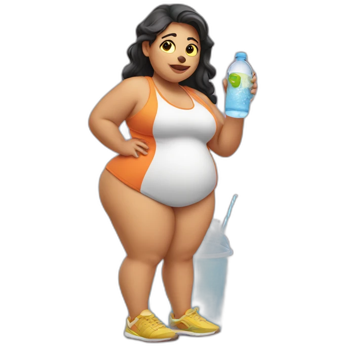 Fat girl drink water emoji