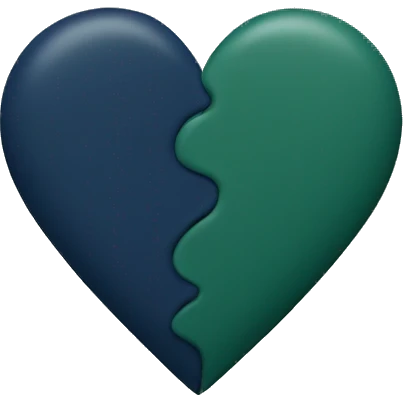 Half dark green and half navy blue heart  matte emoji