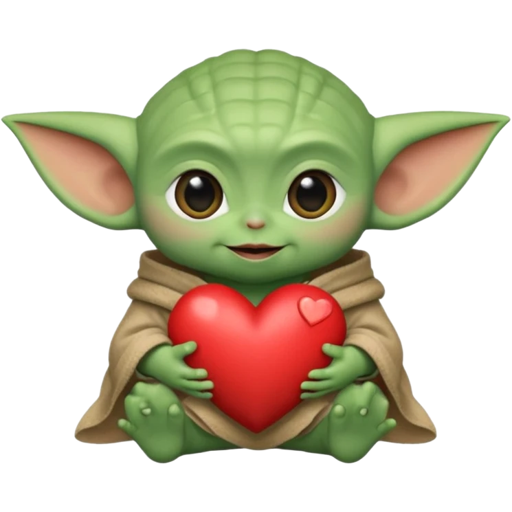Baby yoda with heart emoji