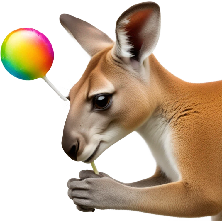 Kangaroo eating a lollipop emoji