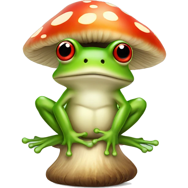 Frog sitting on mushroom emoji