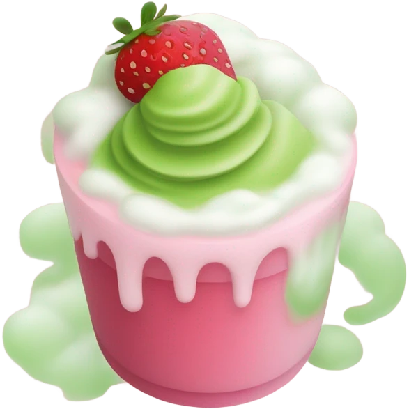 Starbucks matcha with pink strawberry cold foam emoji