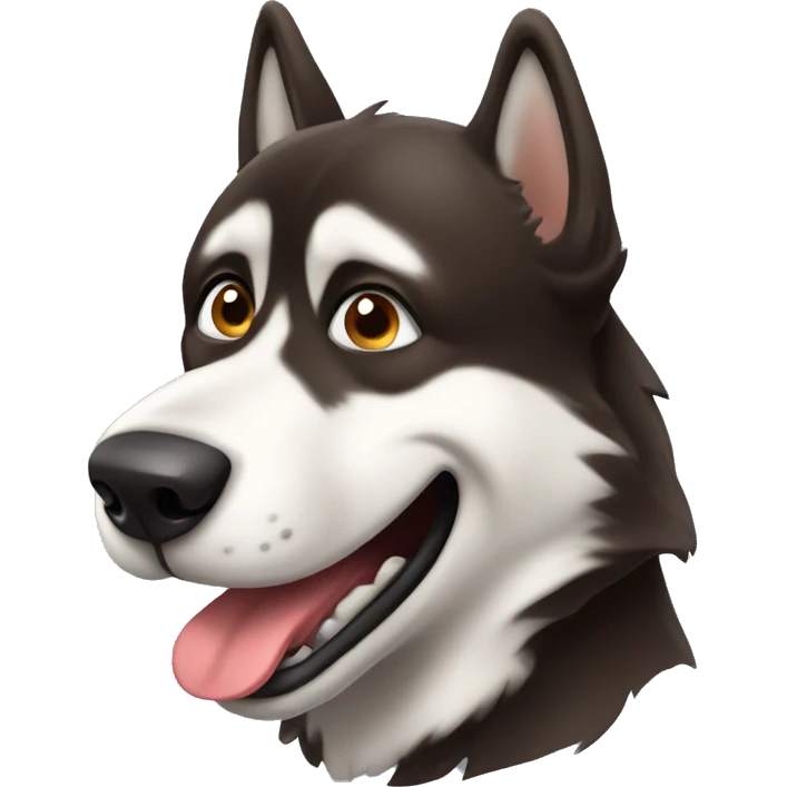 Dark brown husky dog with tounge out emoji