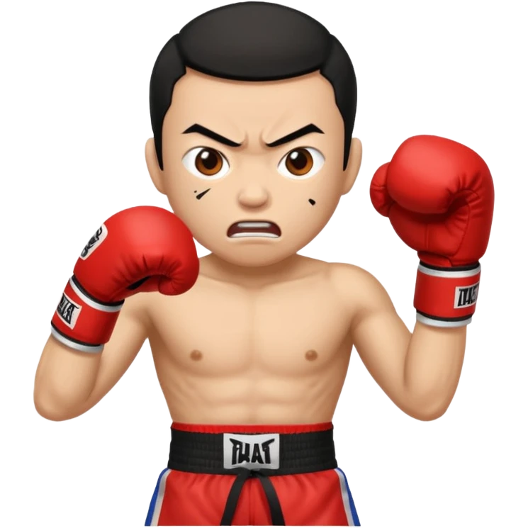 click that wong sze man face in thai boxing with angry face 20 times woman click woman emoji