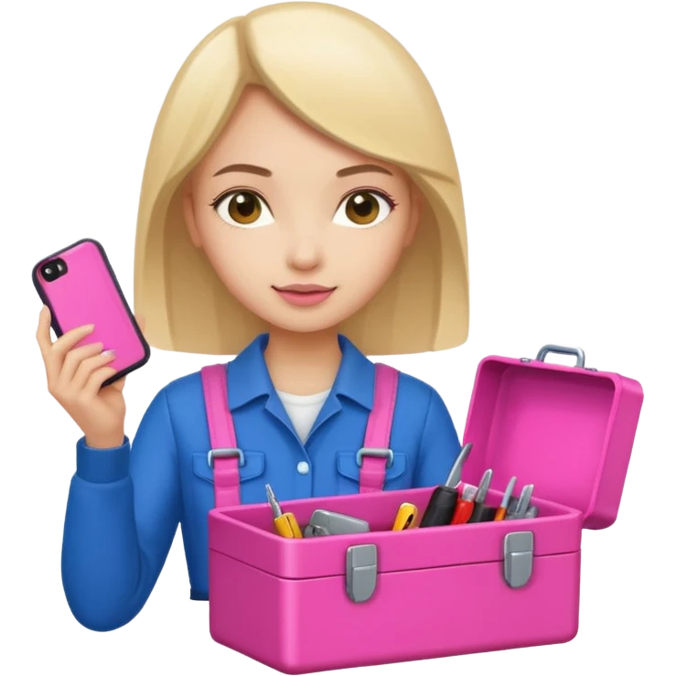 nig girly cellphone with a pink mini toolbox emoji