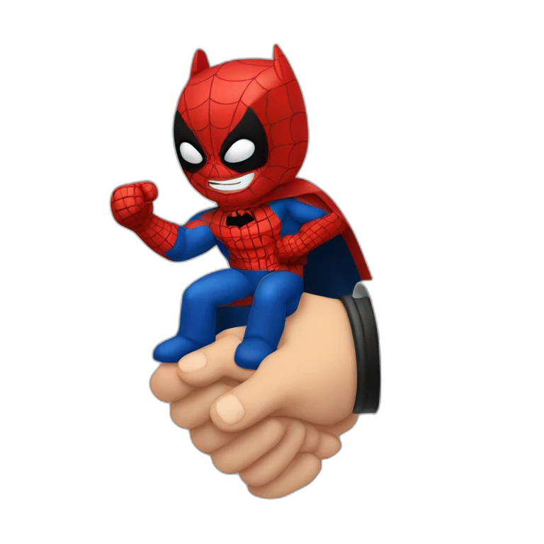 batman hand shaking spiderman hand emoji
