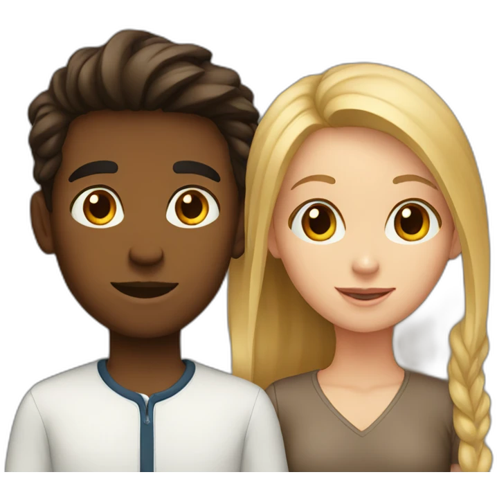 brown boy and white girl emoji