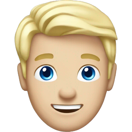 Male with blonde hair and blue eyes waving hand smiling with a Scotland emoji