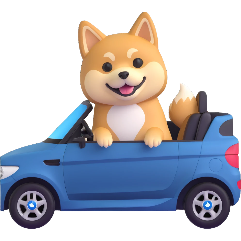 shiba inu sitting inside a BMW car emoji