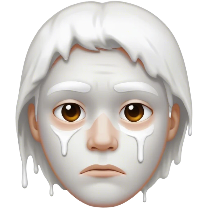 sad frowning face covered in white paint  emoji