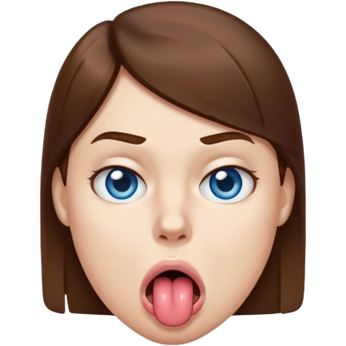 Quelqun de blan brun au yeux bleu qui tire la langue sur le coter de la bouche et regarde mal emoji
