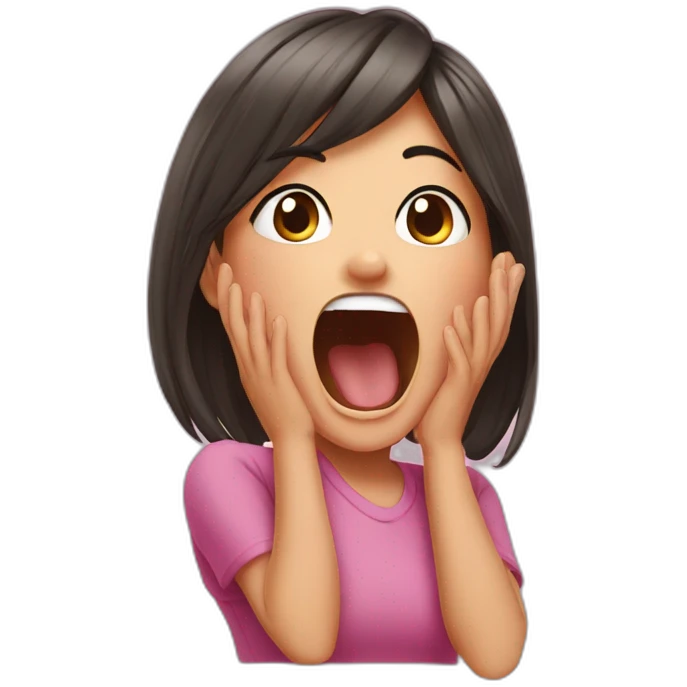 Girl opening mouth and stretching toung out emoji