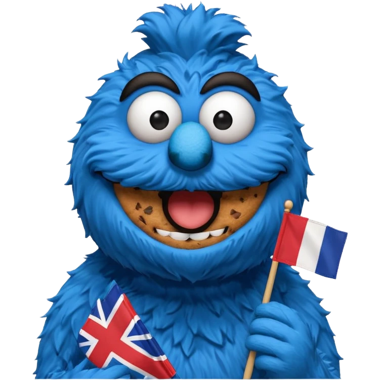cookie monster bust, with french flag, only one flag,  emoji