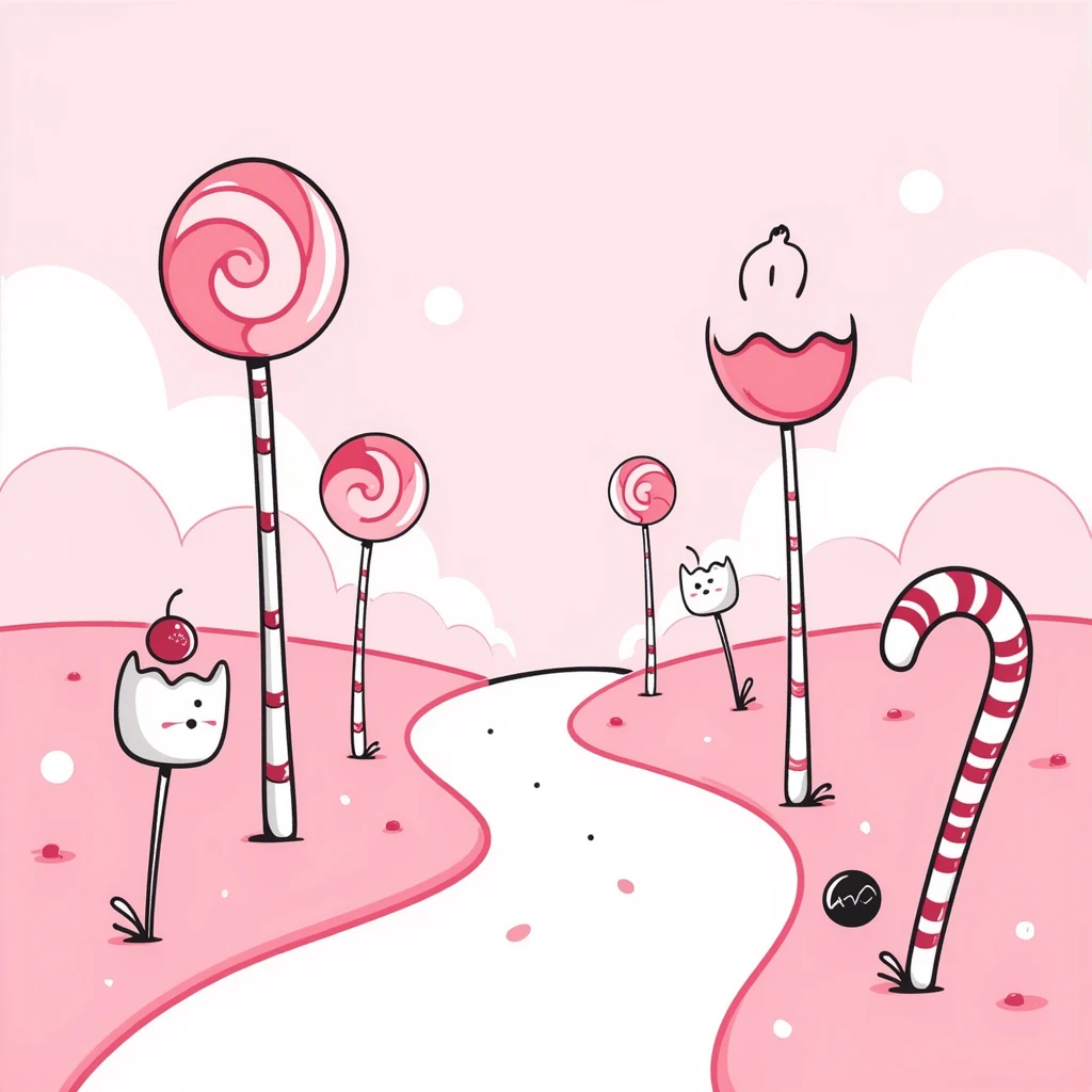 A4 vertical ratio, high resolution, pink candy color scheme, Japanese hand-drawn style, soft and dreamy, with candy elements like lollipops and marshmallows, soft pastel gradient background, no text, suitable for avatars or printing emoji