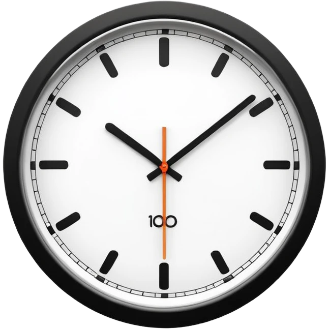 necesito un reloj, ilustrado minimalista, a blancoy negro, con linea delgada , como un icono, que marque las 10 am, sin logo de marca, un reloj de pared emoji