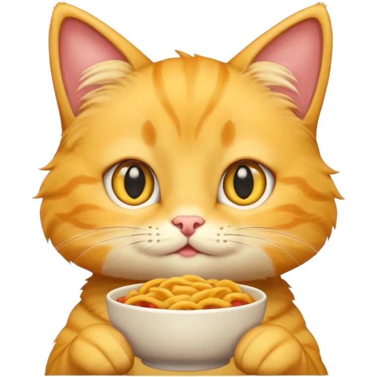 Young Yellow cat ordering food emoji
