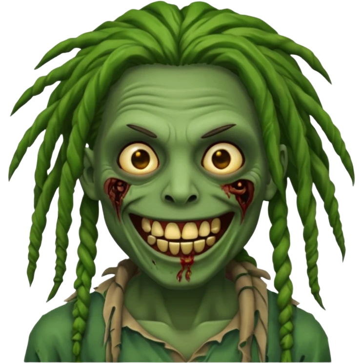 Make a image of a zombie with dreads make it like a emoticon emoji