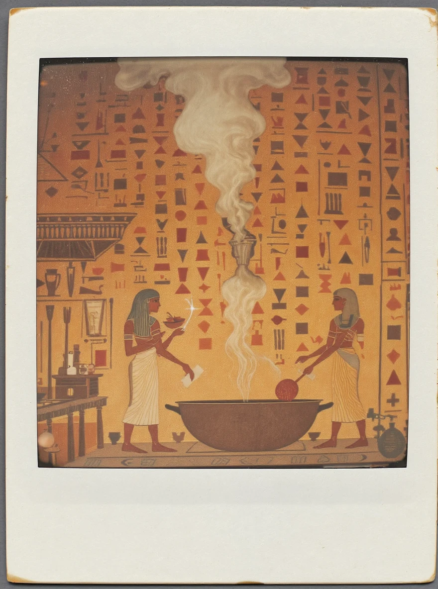 ancient Egyptian cooking scene in hieroglyphic style emoji