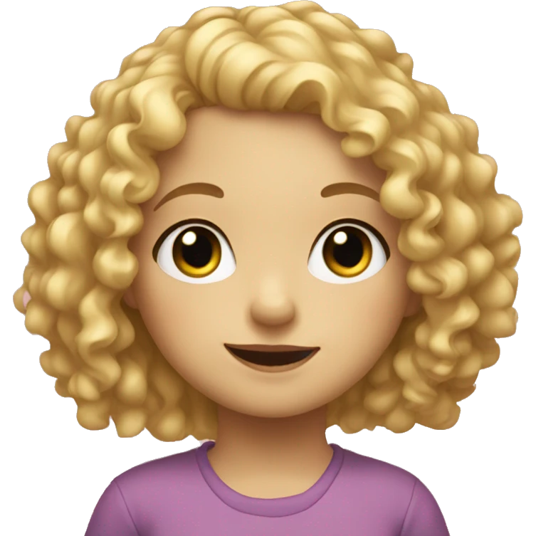 little girl, curly blonde hair, emoji