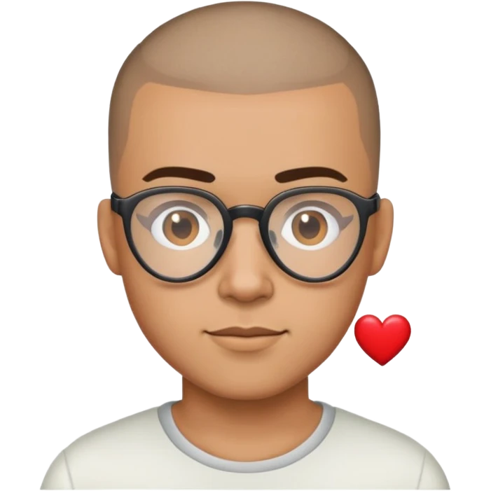 Buzz cut Latino with glasses with a heart  emoji