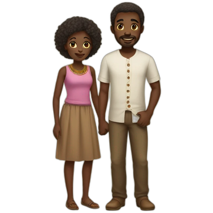 African folk family, with dark brown hair, brown emoji
