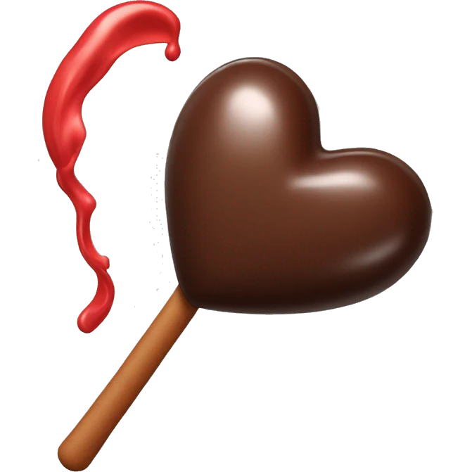 cuore fatto con una barretta di cioccolato coperto a metà con della plastica rossa  emoji