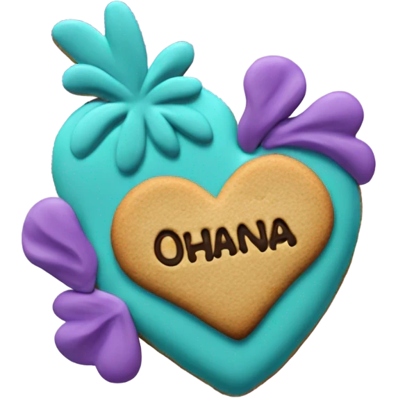 Teal purple Cookie heart with ohana emoji
