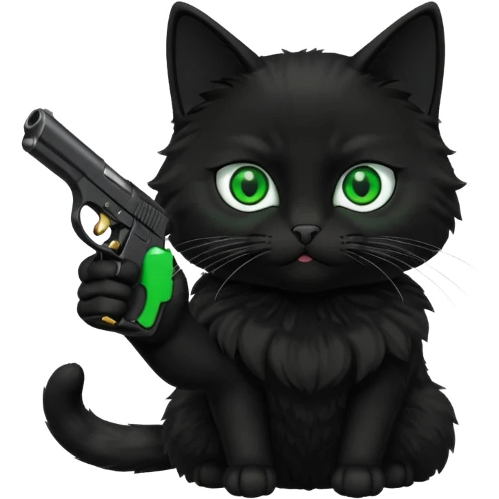 black cat pointing a gun at the screen emoji