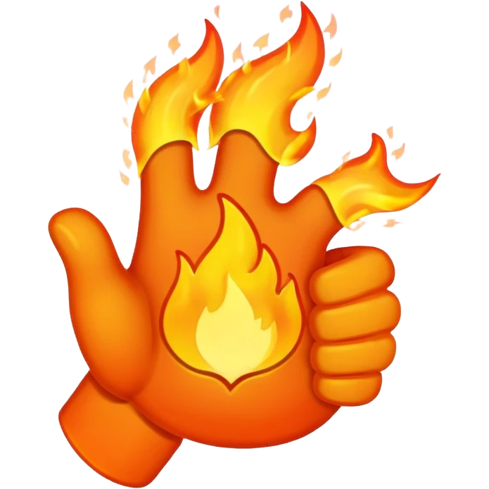 thumbs up emoji with fire effect, intense flames emoji
