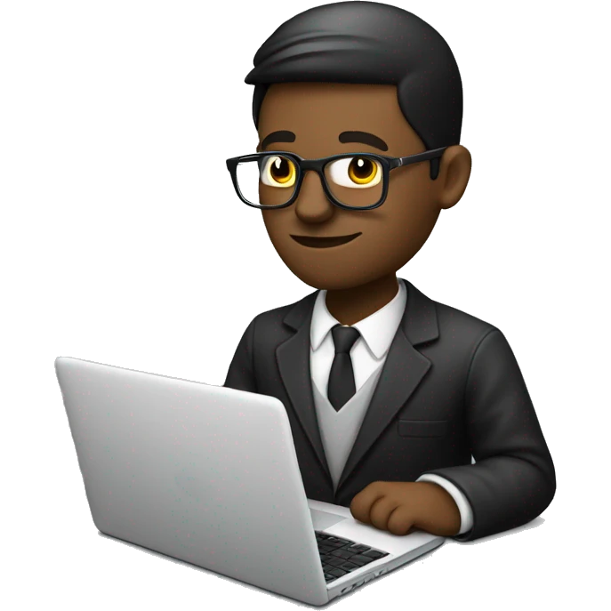 programmer on front of laptop with white skin nd looking stylish emoji