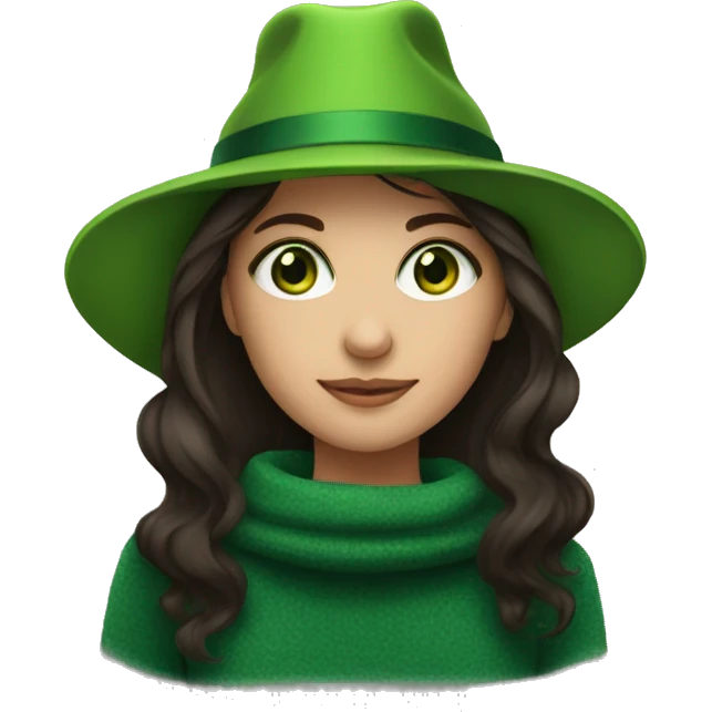 green-eyed brunette in a New Year's hat emoji