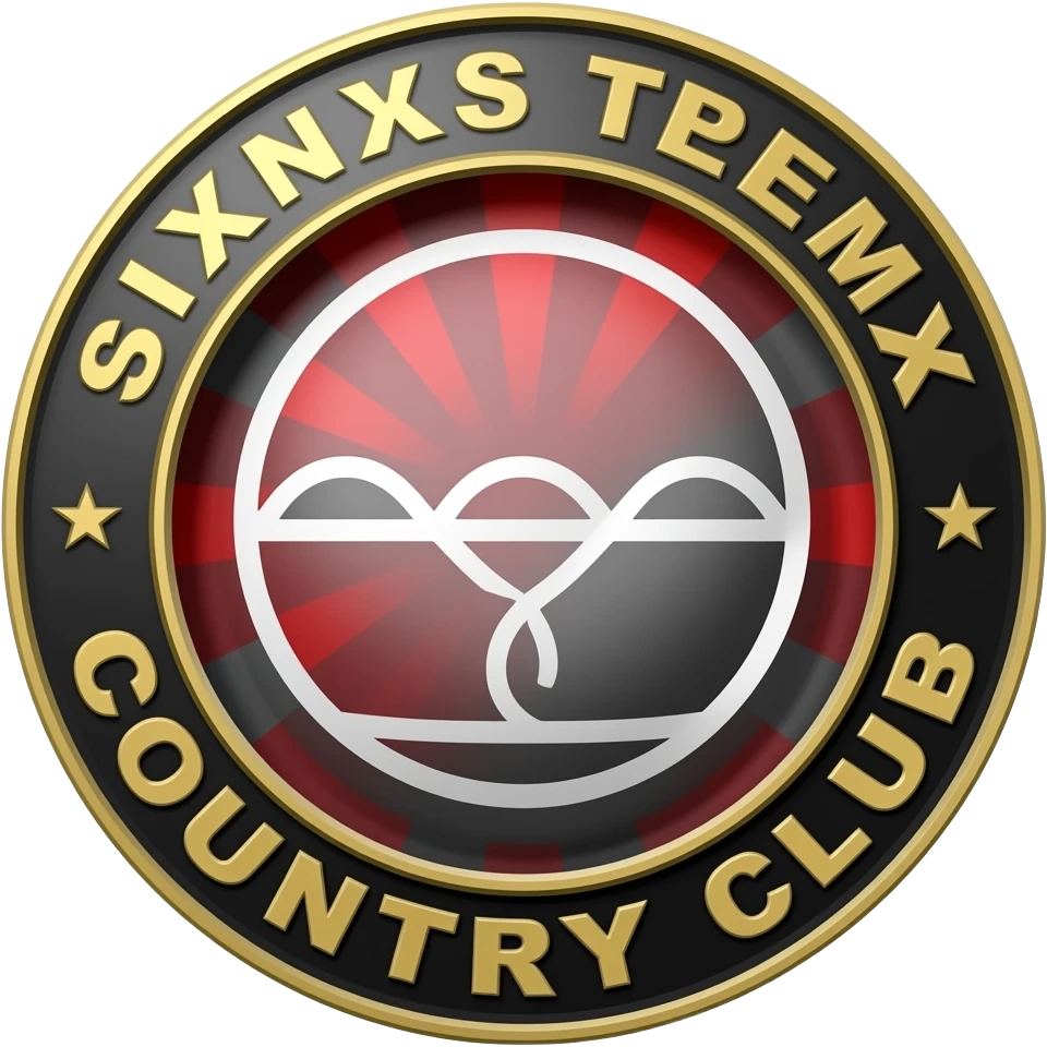 skin city country club with a line in the middle red black gold crest emoji