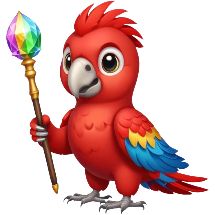 A red parrot with a magic wand emoji