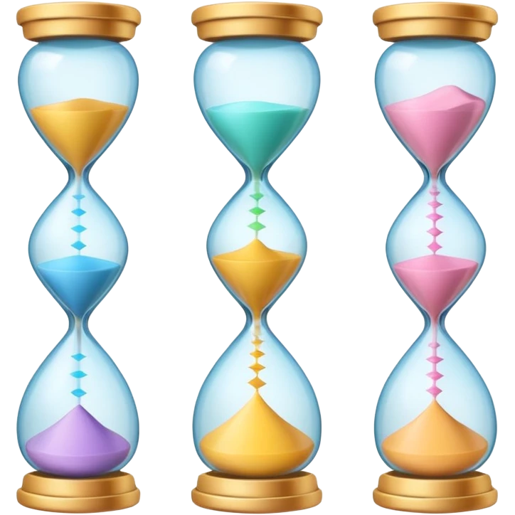 minimal emoji of glowing skin progress over time, hourglass or timeline symbol, pastel tones, represents visible results after consistent treatments emoji