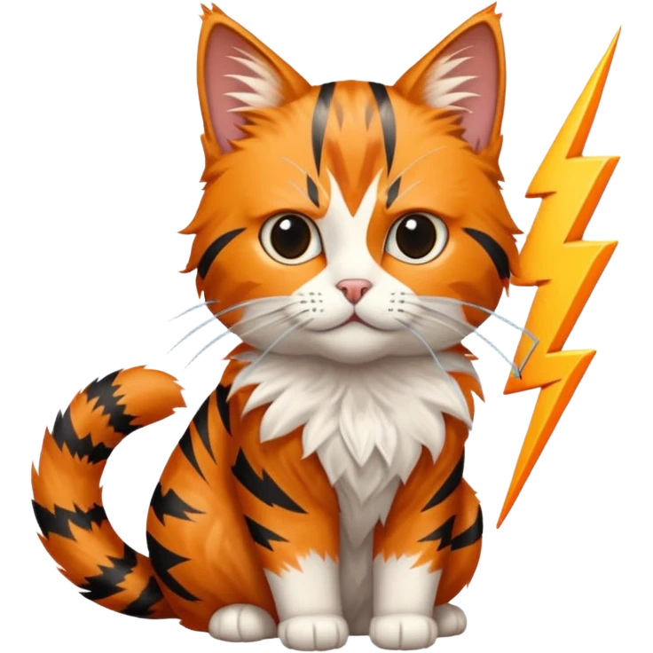 Tabby cat with David Bowie lightning bolt emoji