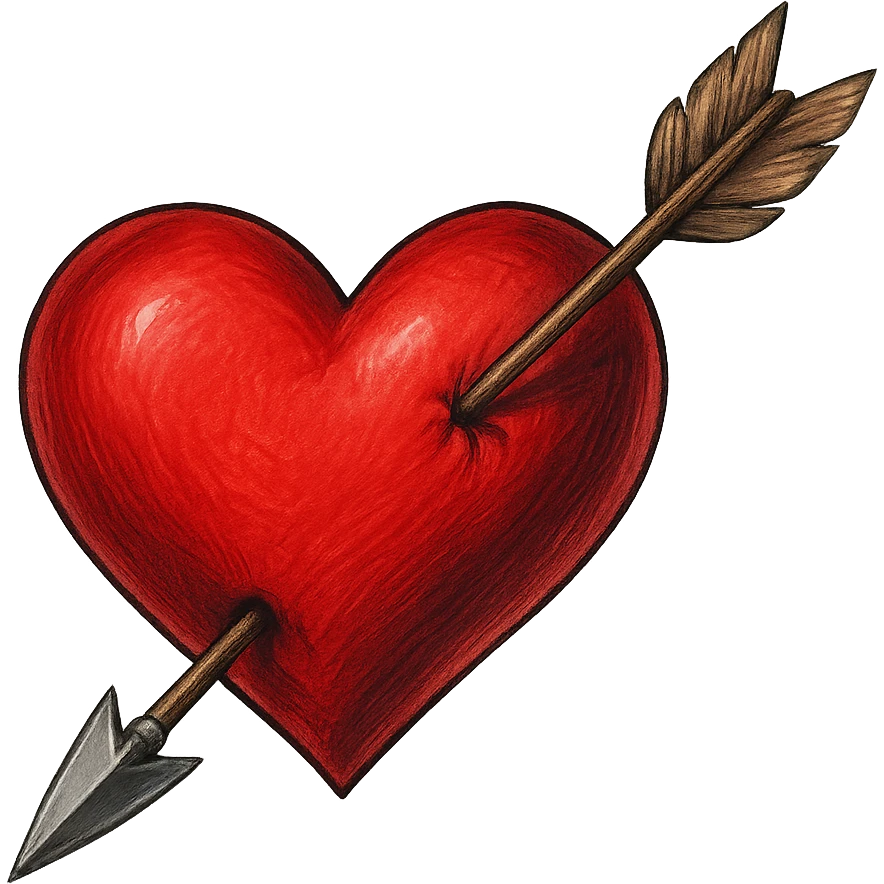 cupid's arrow through a heart, no background emoji
