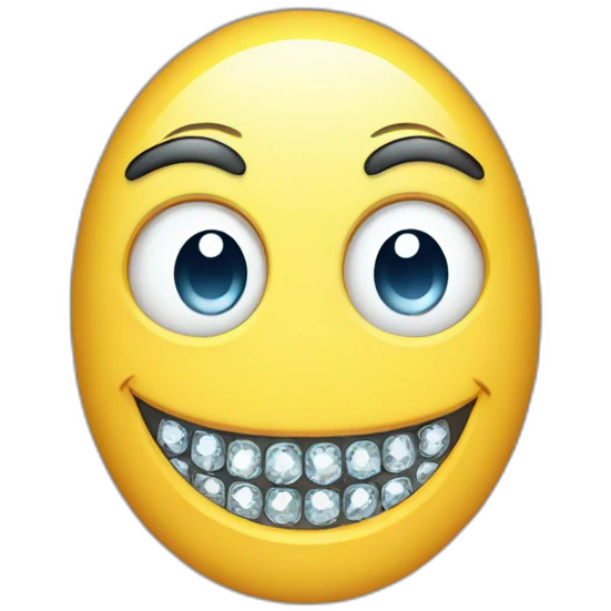 smiling emoji with a diamond grille emoji