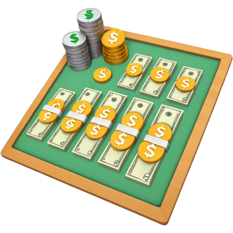 3d visual strategy board with money  emoji