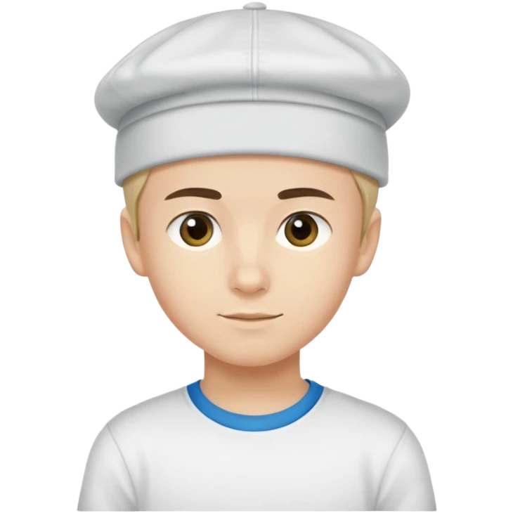 a boy with a tatar cap and a t-shirt that says “Alex” emoji