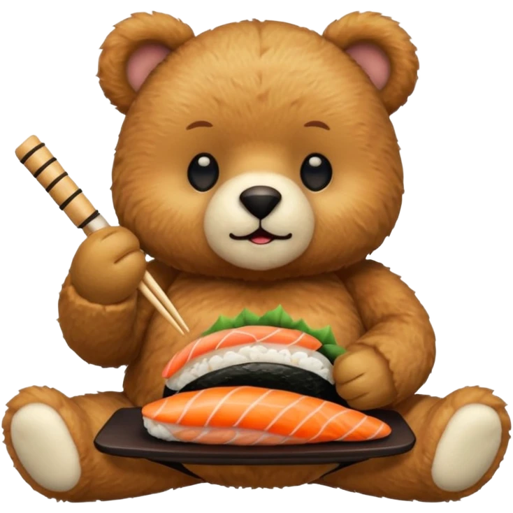 Teddy bear eating sushi  emoji