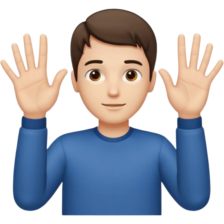 A guy with his palms facing up one hand higher one lower with 6 one left hand 7 on the right hand emoji