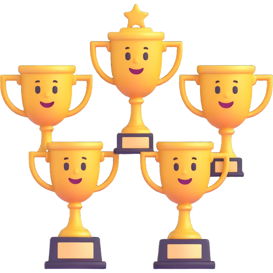 3 trophy emoji holding a trophy emoji