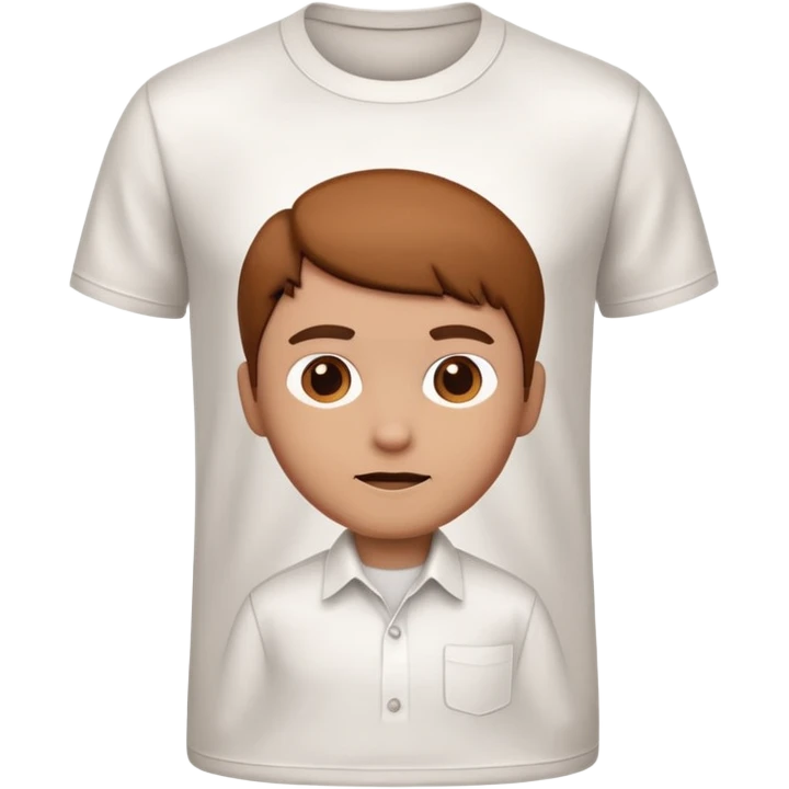 A 3D cartoon white shirt with a brown soil stain in the center, smooth fabric texture, bright lighting, realistic Memoji-style look. emoji
