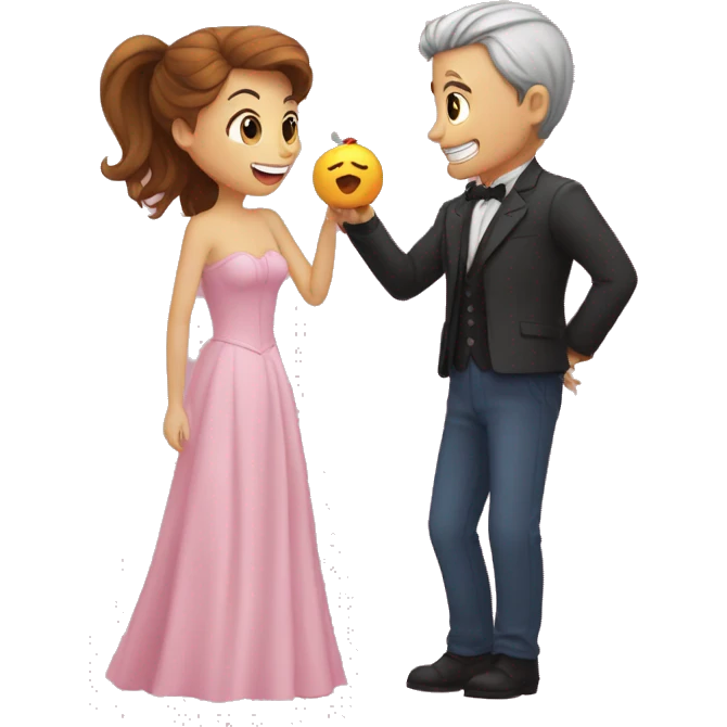 Un gars qui fait un bisou a une fille chauve emoji