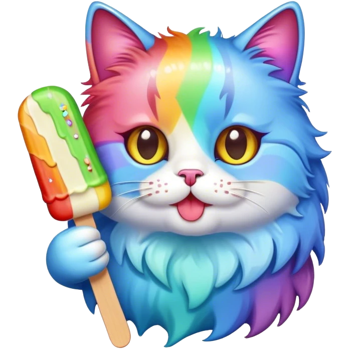 rainbow cat eating a popsicle emoji